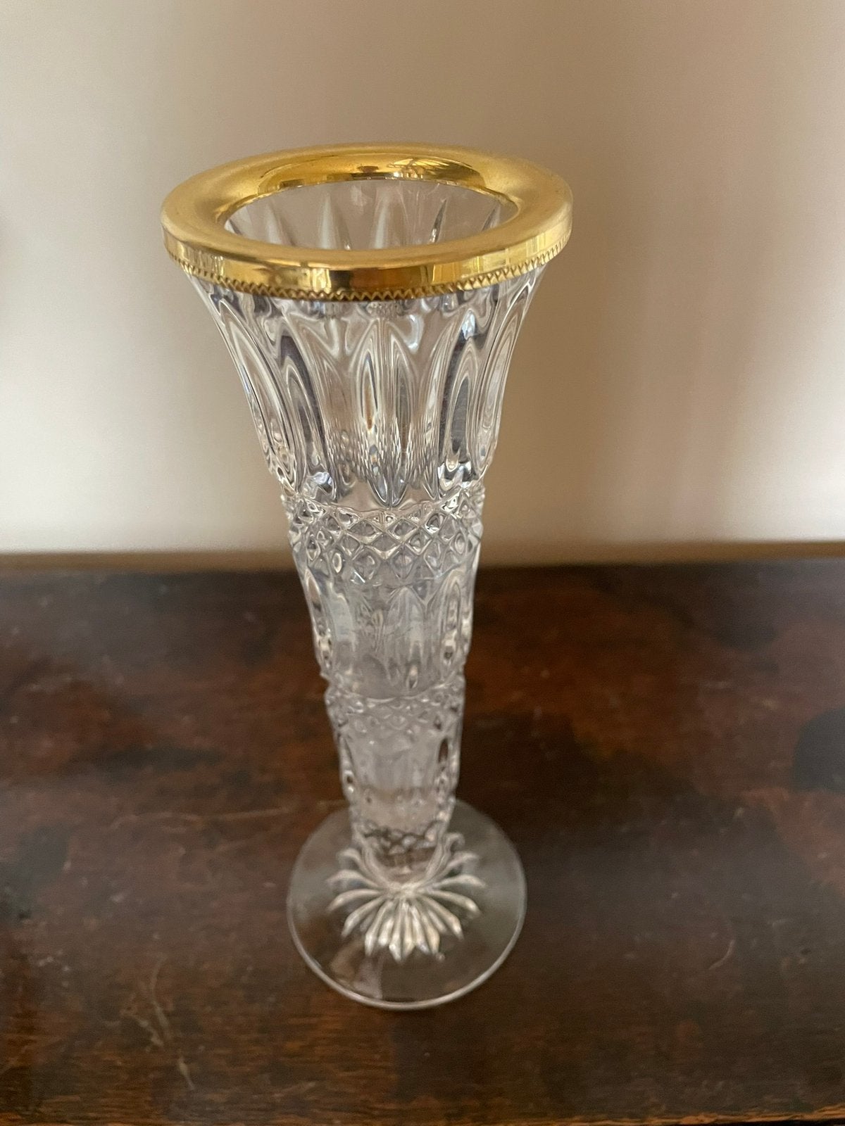 Vase étroit en cristal avec bord doré, Antiquités & Art, Enlèvement
