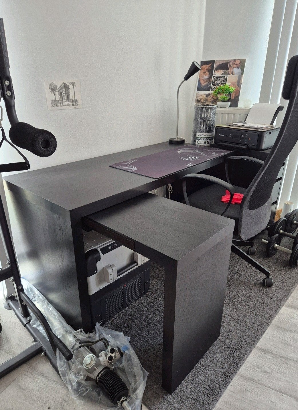 Bureau + chaise de bureau IKEA, Maison & Meubles, Enlèvement, IKEA, Noir, Bois