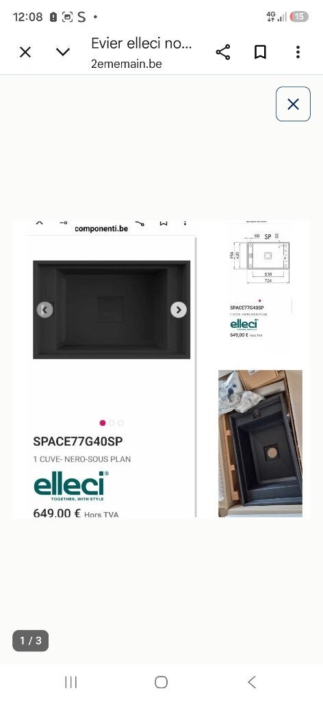 Evier elleci noir, Maison & Meubles, Enlèvement, Neuf, Noir