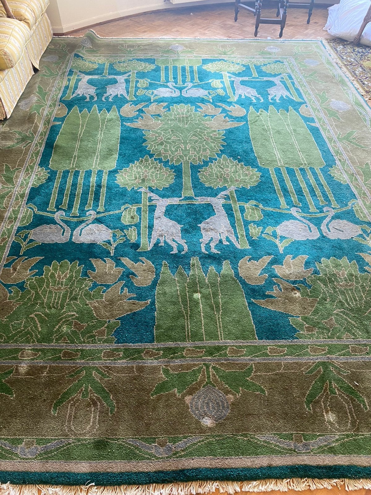 Indisch tapijt 100% wol, Huis en Inrichting, Stoffering | Tapijten en Vloerkleden, Ophalen, Gebruikt, 200 cm of meer, Rechthoekig