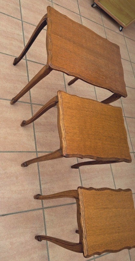 rétro tables gigognes vintage en chêne de style Louis XV, Enlèvement
