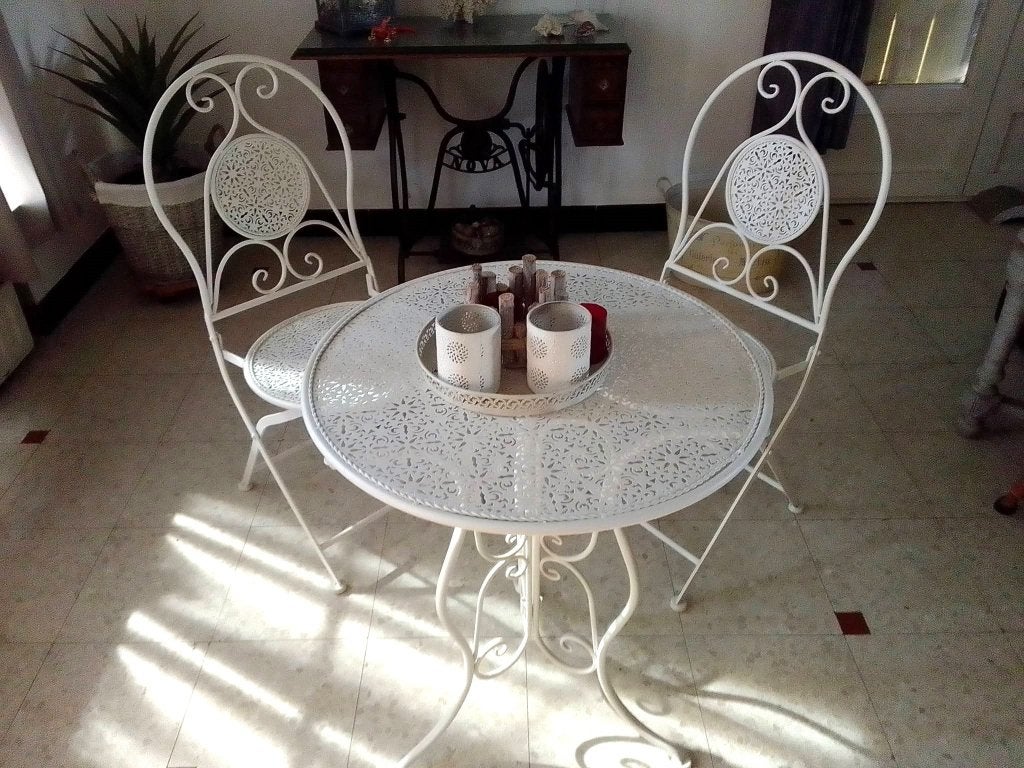 table et 2 chaises pliantes - jardin terrasse véranda, Enlèvement, Neuf, Métal, Pliant
