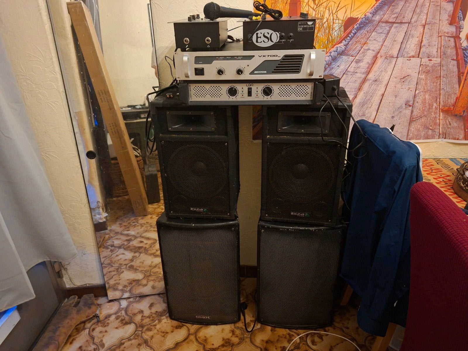 Geluidssysteem 4 hp-ampli-2 mengtafels, microfoon, Ophalen, Subwoofer