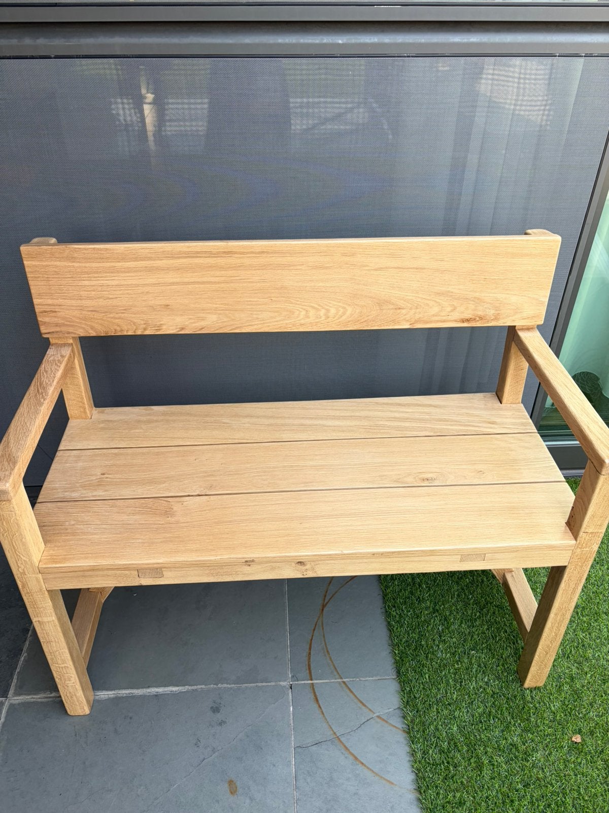 Houten eiken bank, Doe-het-zelf en Bouw, Hout en Planken, Ophalen, 25 tot 50 mm, Eiken, Zo goed als nieuw