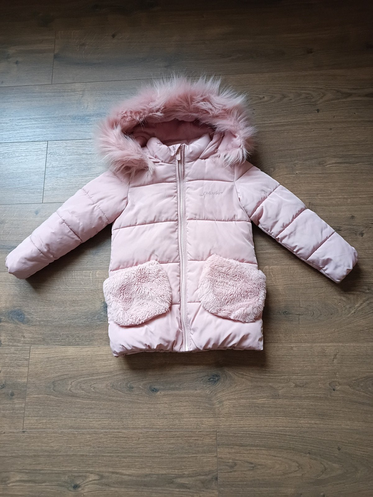 Warme roze winterjas 116, Ophalen, Maat 116