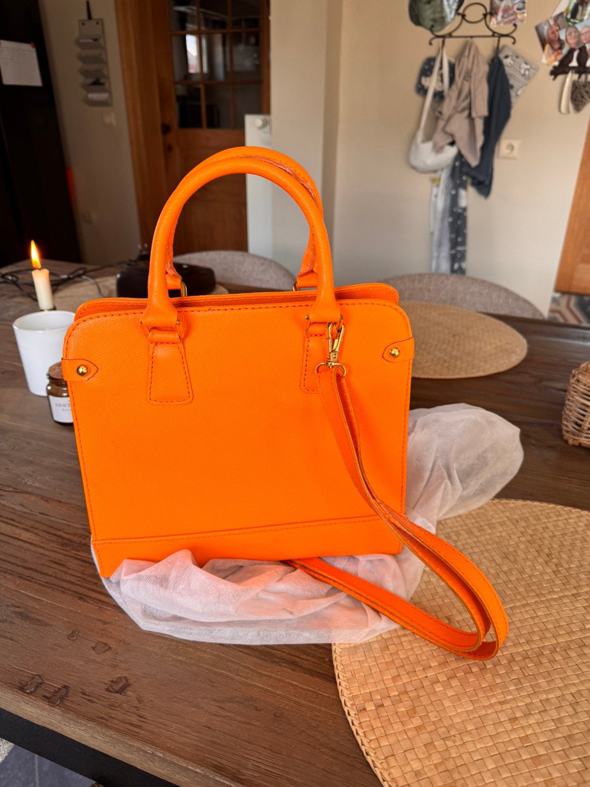 Nieuwe oranje echt lederen handtas, Ophalen, Zo goed als nieuw, Oranje, Handtas