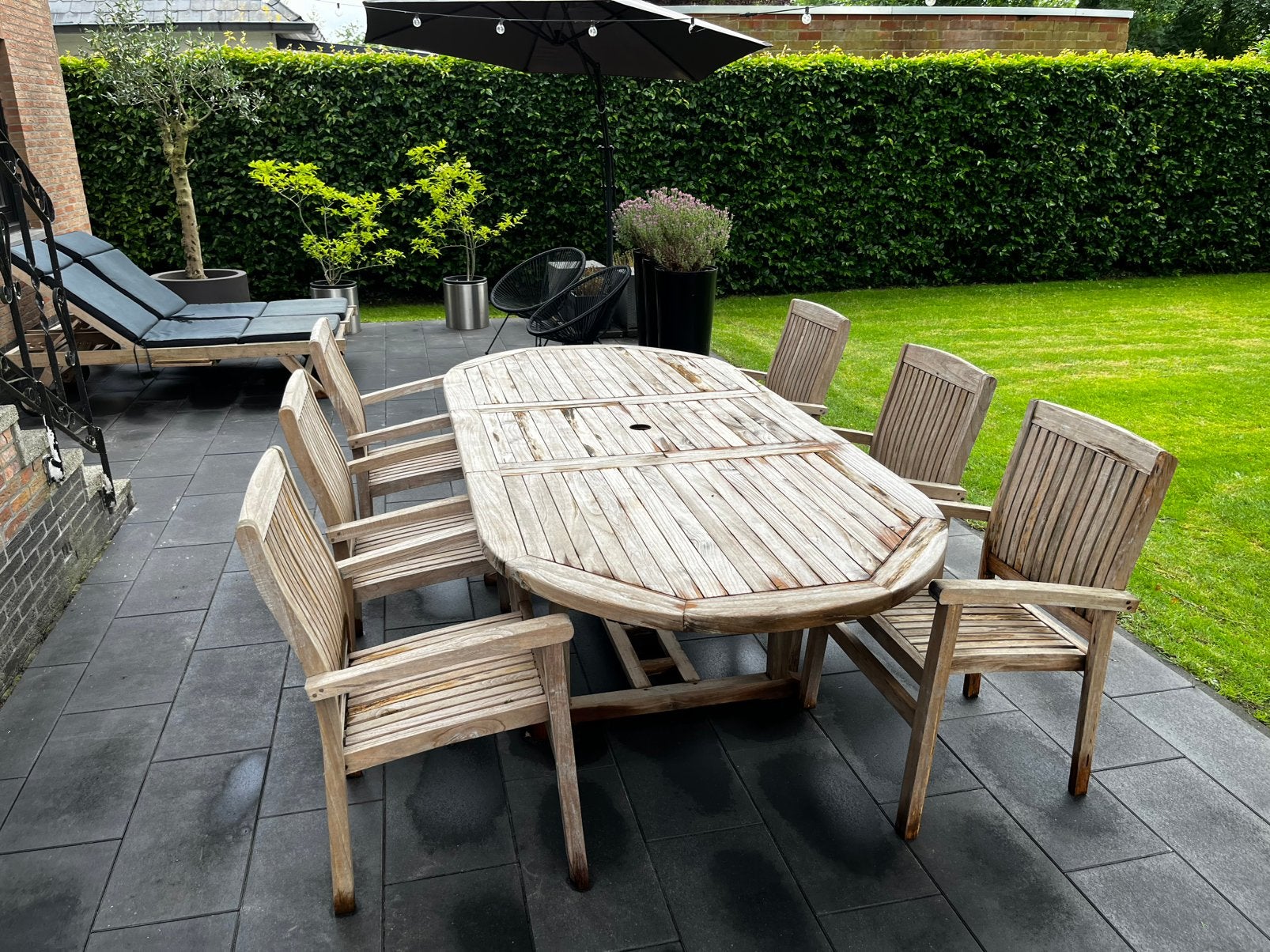G&S massieve teakhouten tuinset, Tuin en Terras, Tuinsets en Loungesets, Ophalen, Gebruikt, 6 zitplaatsen, Teakhout
