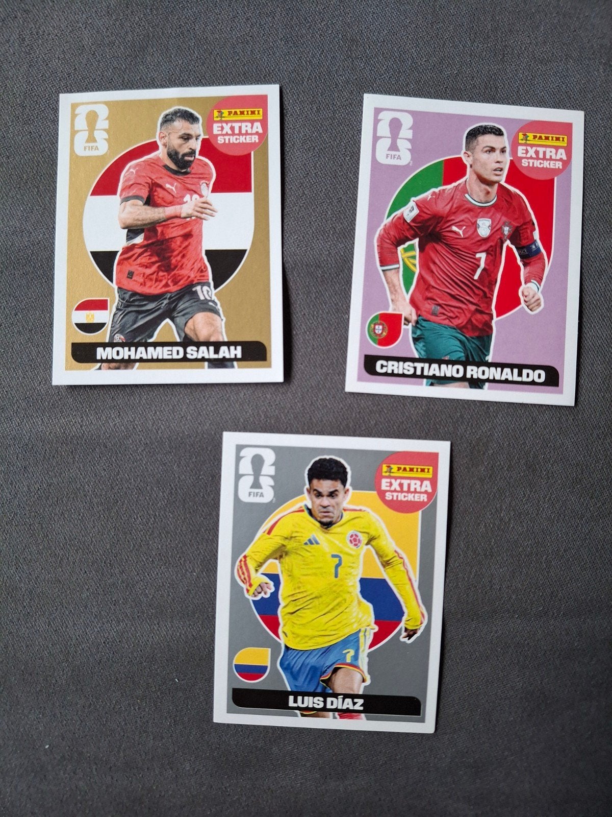 Panini WK 2026 Goud Salah, Paars Ronaldo & Zilver Diaz, Verzamelen, Ophalen of Verzenden