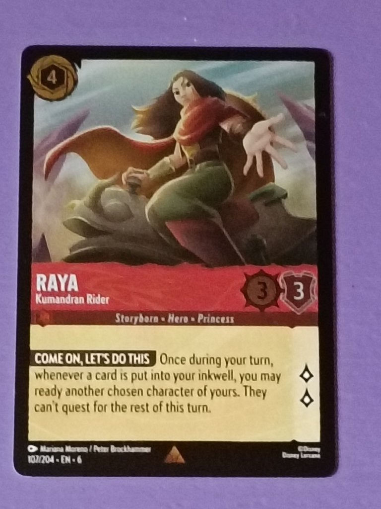 Disney lorcana kaart: raya., Collections, Disney, Enlèvement ou Envoi, Autres personnages, Neuf, Papier, Carte ou Papeterie