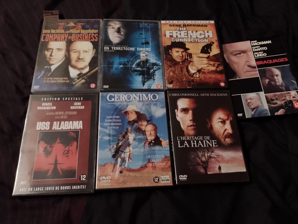 A vendre en DVD 7 films Gene Hackman, À partir de 9 ans, Enlèvement ou Envoi, Comme neuf, Action