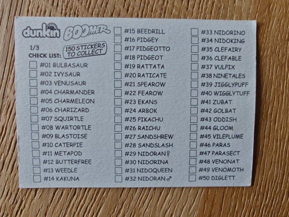 Pokémon Dunkin Boomer stickers, Ophalen, Zo goed als nieuw, Meerdere stickers