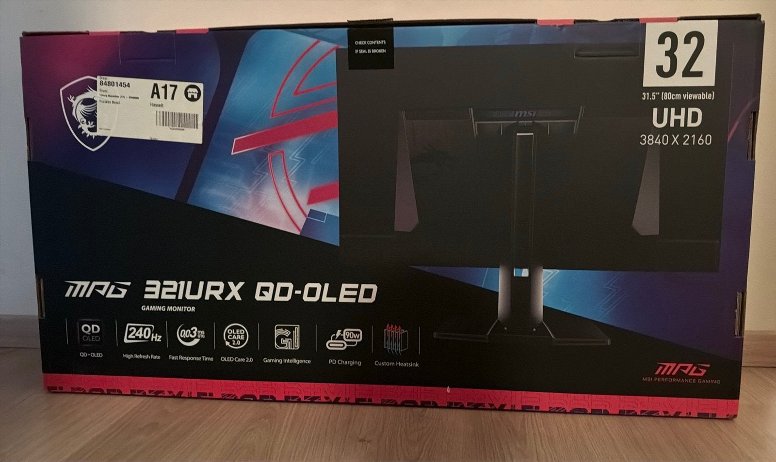 MSI 321URX 32” 4K 240hz, Computers en Software, Monitoren, Gaming, 201 Hz of meer, DisplayPort, Hoofdtelefoonaansluiting