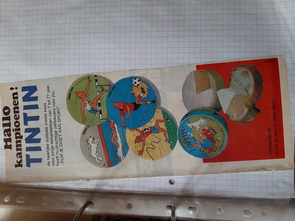 Kuifje  + enkele stickers en reclame smeerkaas, Verzenden