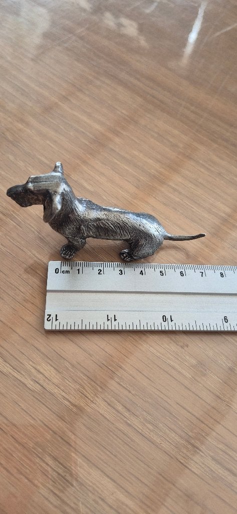 Metalen teckel beeldje, Ophalen of Verzenden, Gebruikt, Dier