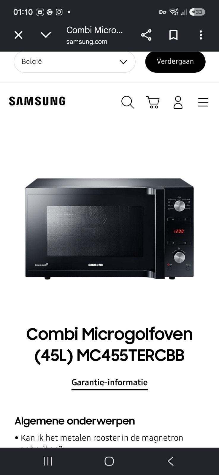 Combi oven micro SAMSUNG, Elektronische apparatuur, Ovens, Ophalen, Draaiplateau, Hete lucht, Vrijstaand