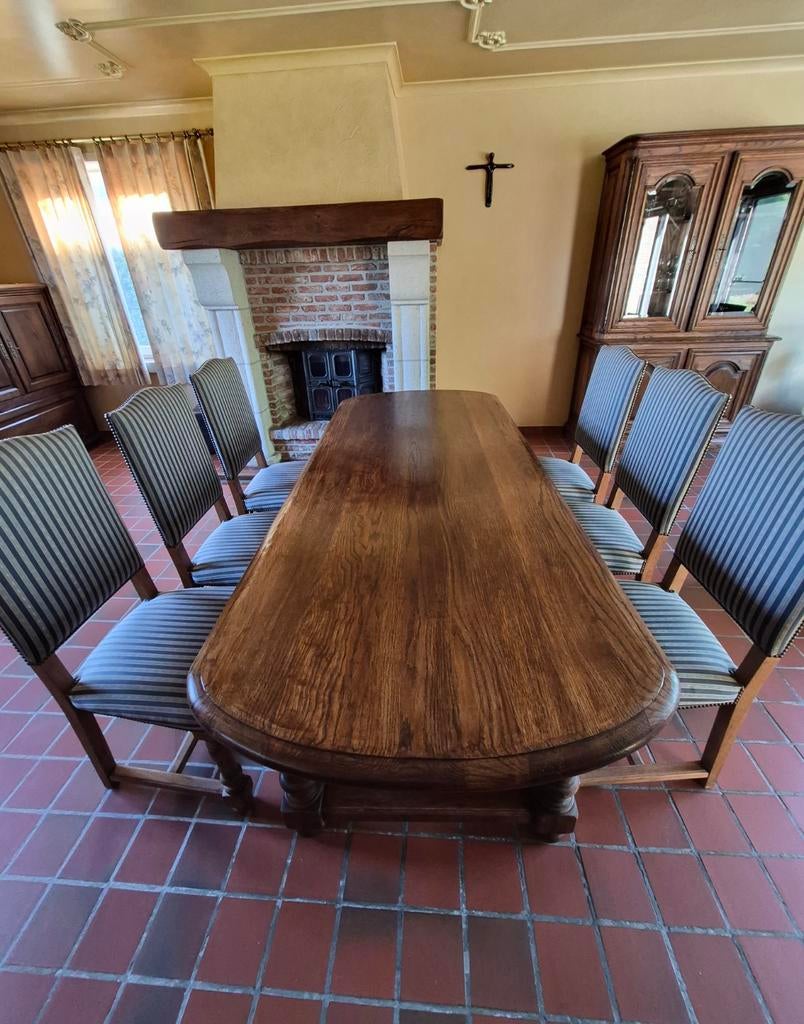 Grote eiken eettafel + 6 stoelen, Ophalen