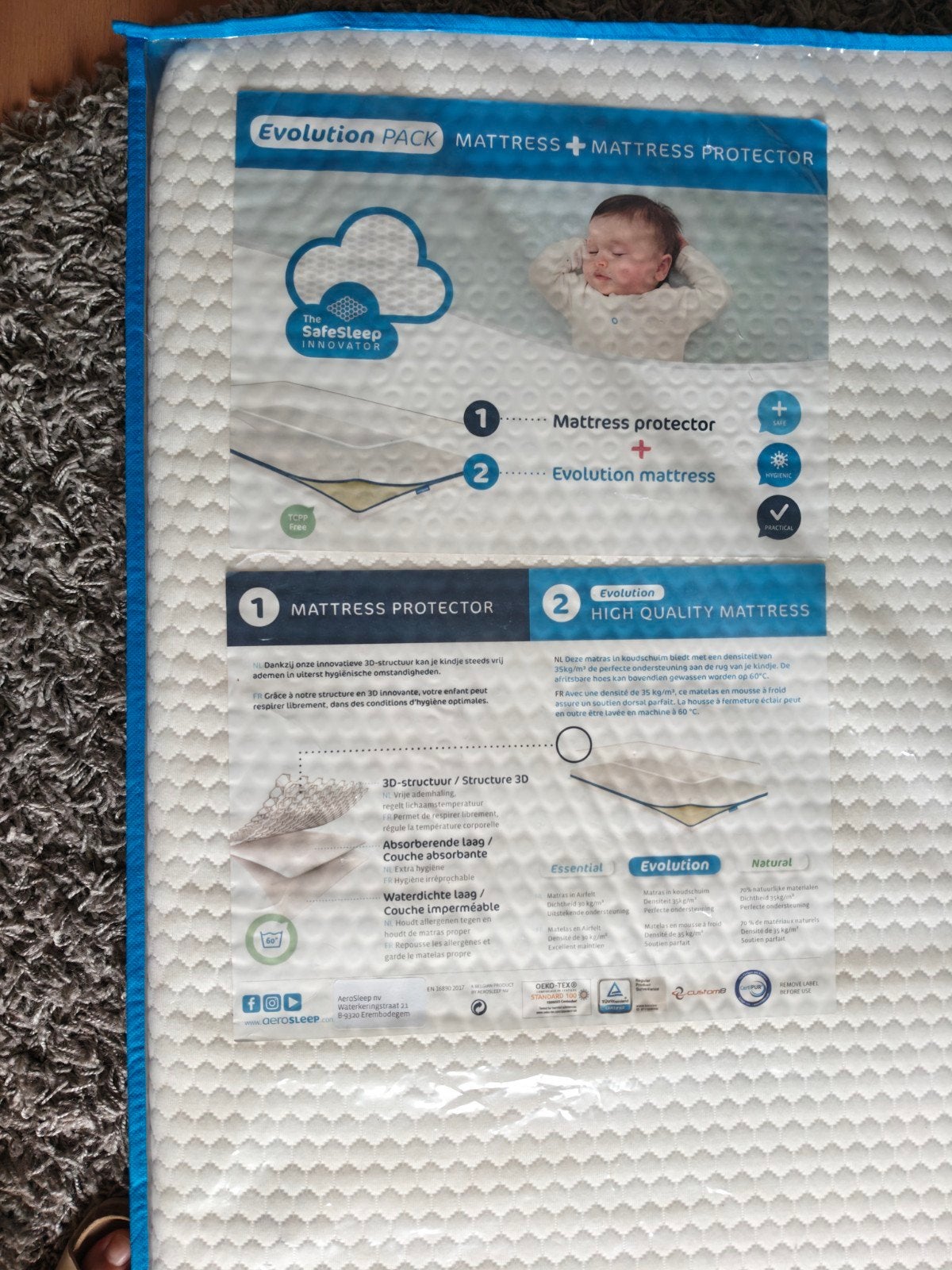 Aerosleep matras + matrasbeschermer ledikant, Ophalen