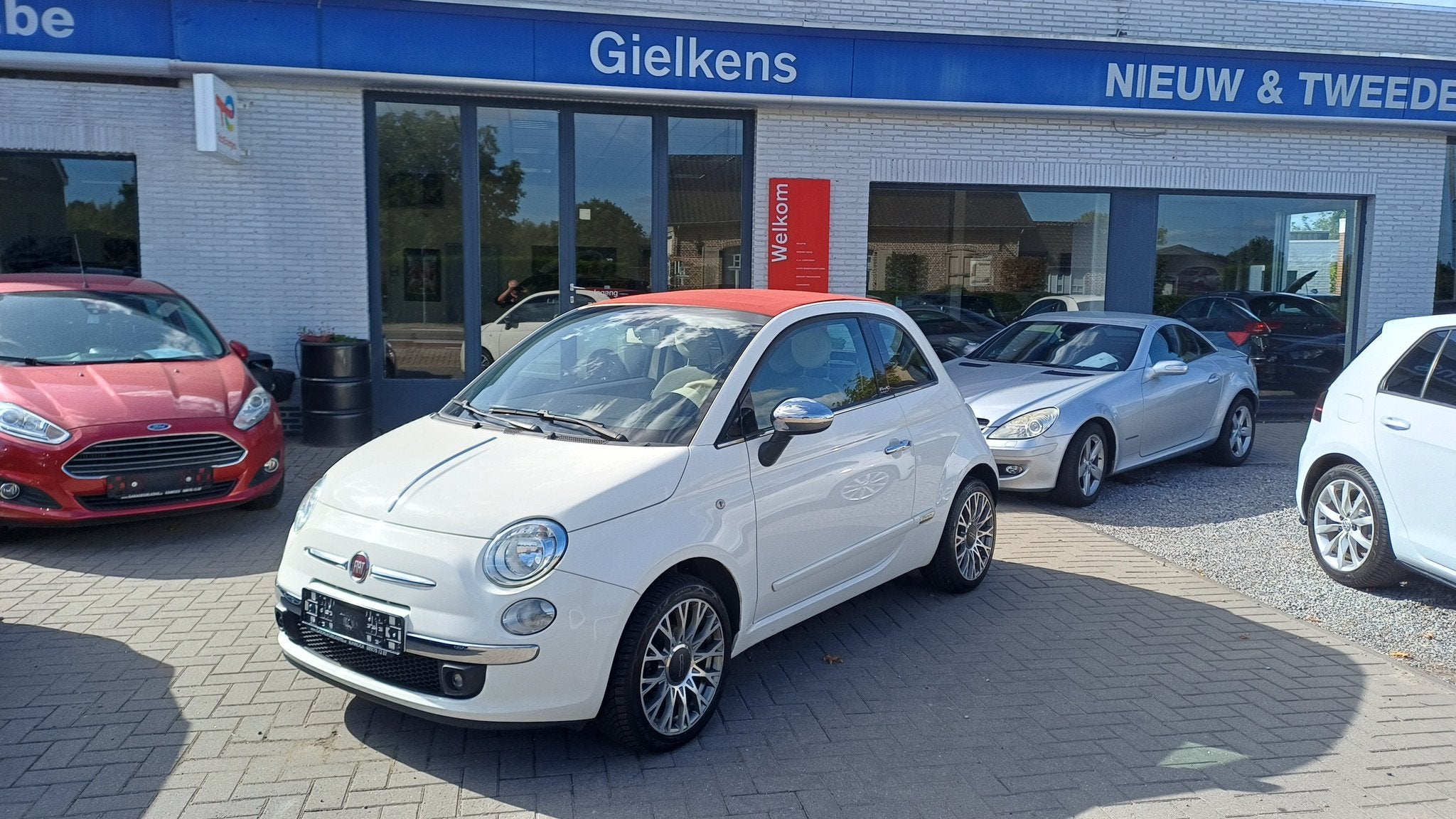 Fiat 500 1.2i Lounge cabrio 1jaar garantie, Auto's, Voorwielaandrijving, 4 zetels, Gebruikt, 4 cilinders