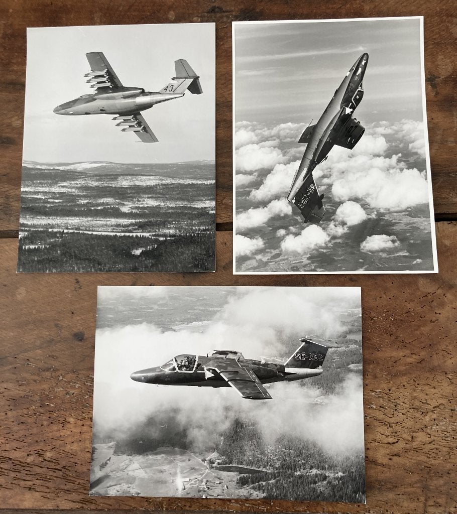 3 Persfoto's SAAB 105 XT Twin - jet trainer, Verzamelen, Verzenden, Gebruikt, Kaart, Foto of Prent