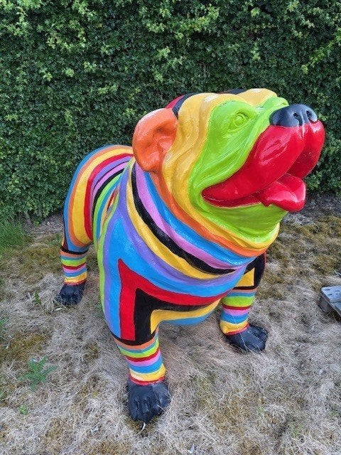 kleurrijk standbeeld van een hond: bulldog, Enlèvement, Utilisé, Synthétique, Animal