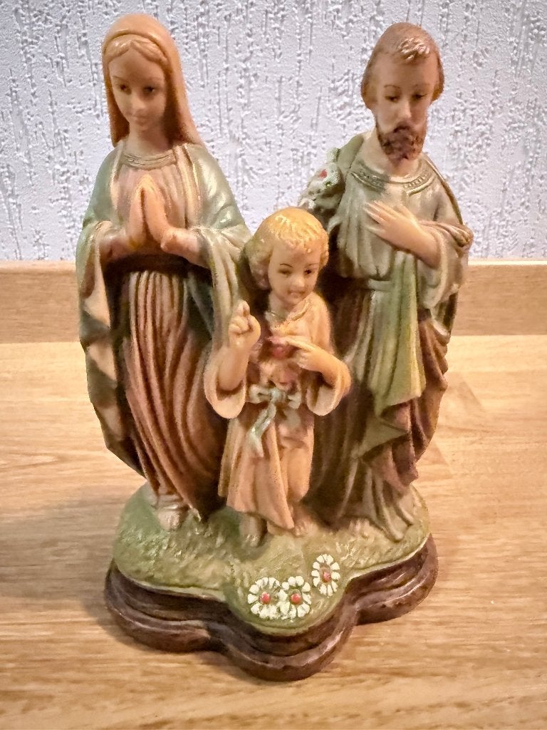 Vintage Heilige Familie Maria, Jozef,Jezus Heilig Hart 19 cm, Ophalen of Verzenden