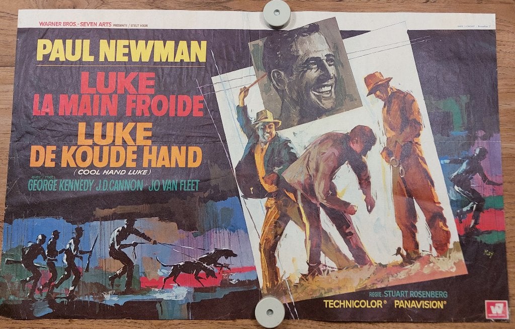 Belgische Filmposter Cool Hand Luke (1967) (36x54 cm), Collections, Posters & Affiches, Enlèvement ou Envoi, Rectangulaire horizontal