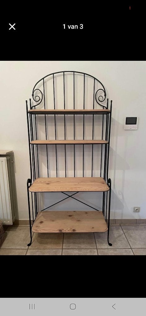 Smeedijzeren rek, Ophalen, Zo goed als nieuw, Zwart, Hout