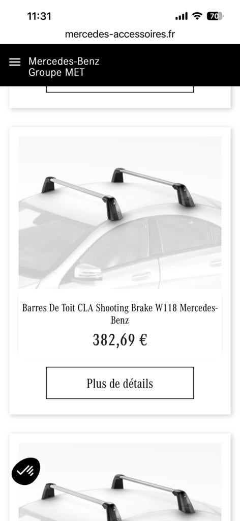 Barres de toit Mercedes CLA Shooting break 2023, Enlèvement, Utilisé
