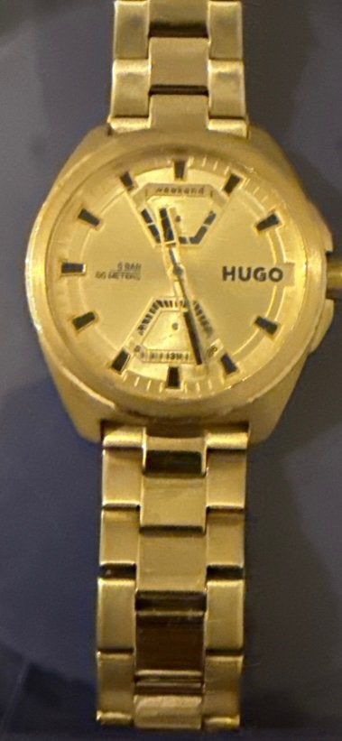 Montre Hugo Boss en acier doré, Montre-bracelet, Autres marques, Enlèvement ou Envoi, Acier