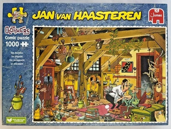Jan van Haasteren Puzzel 1000 st. De Vrijgezel Oldtimers, Verzenden, 500 t/m 1500 stukjes, Zo goed als nieuw, Legpuzzel