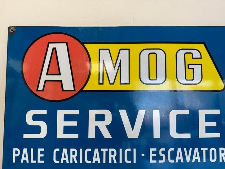 Vintage AMOG SERVICE Emaille Reclamebord - Italiaans, Antiek en Kunst