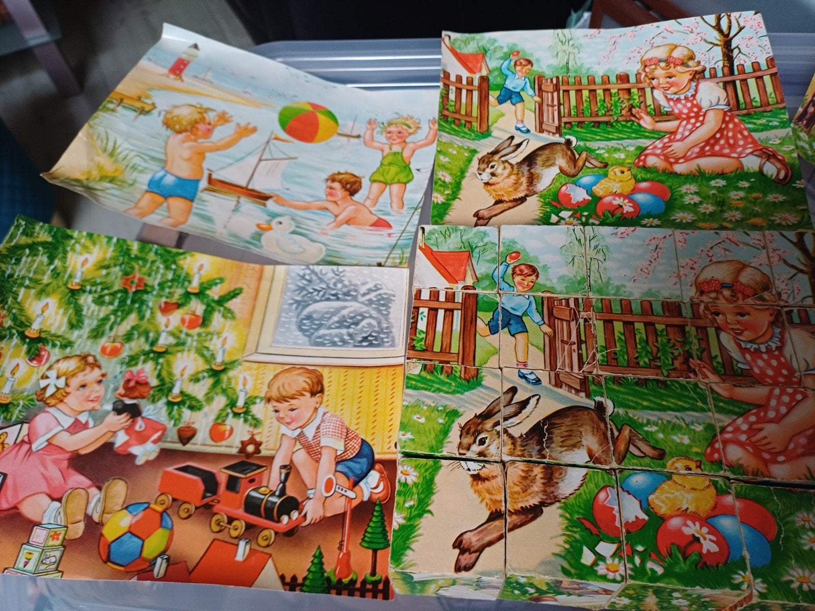 retro blokkenpuzzel in hout 20 stuks, Ophalen of Verzenden, Gebruikt
