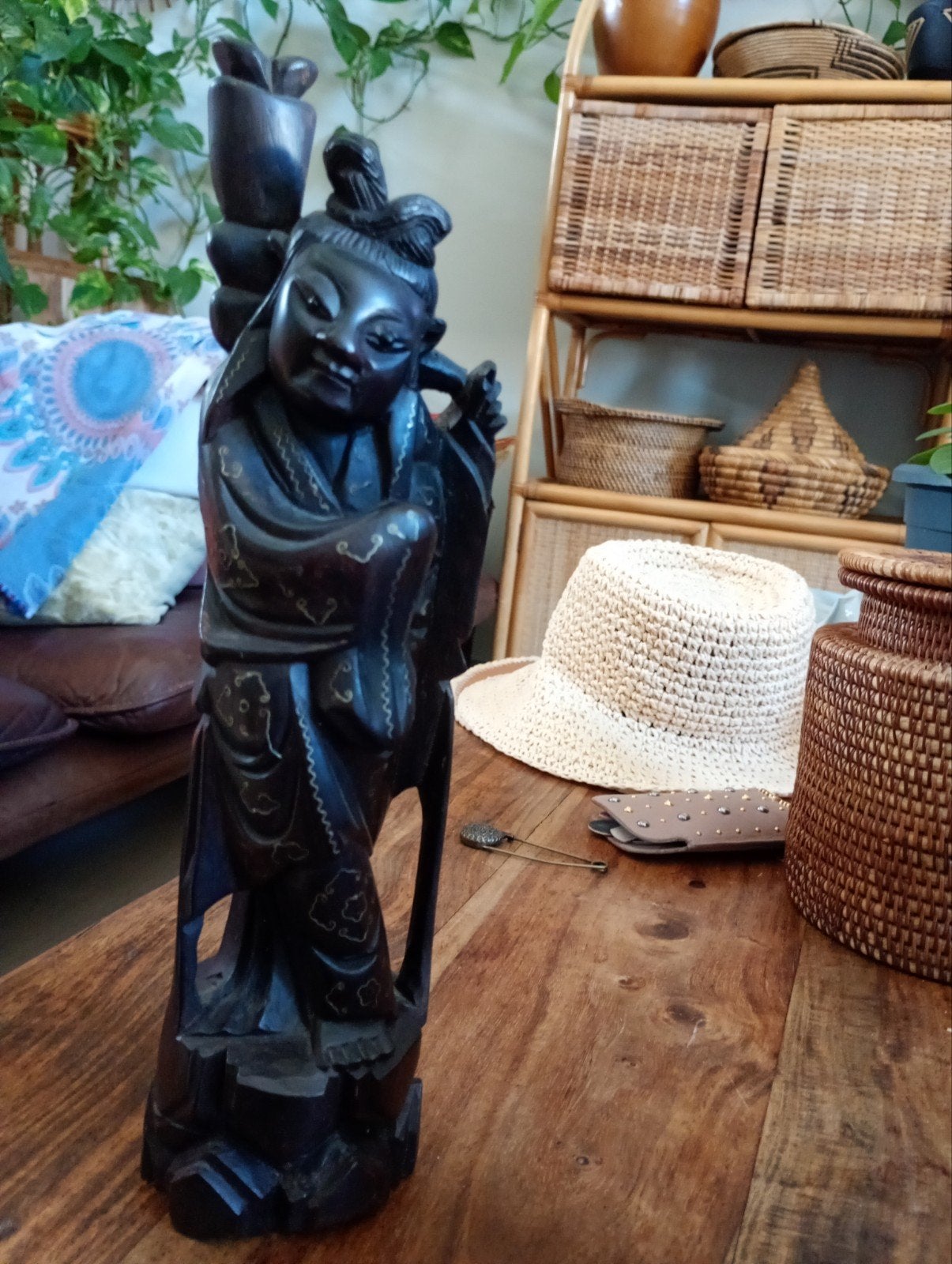 Statue chinoise en bois sculpté, Antiquités & Art, Enlèvement ou Envoi, Bois, Statue