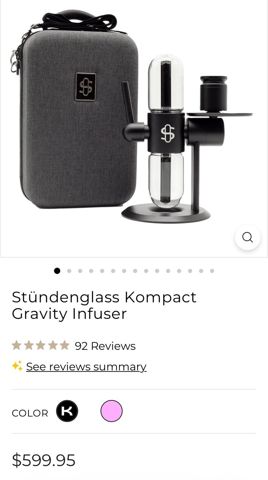Stundenglass compact gravity infuser hookah waterpijp, Enlèvement ou Envoi, Utilisé, Narguilé