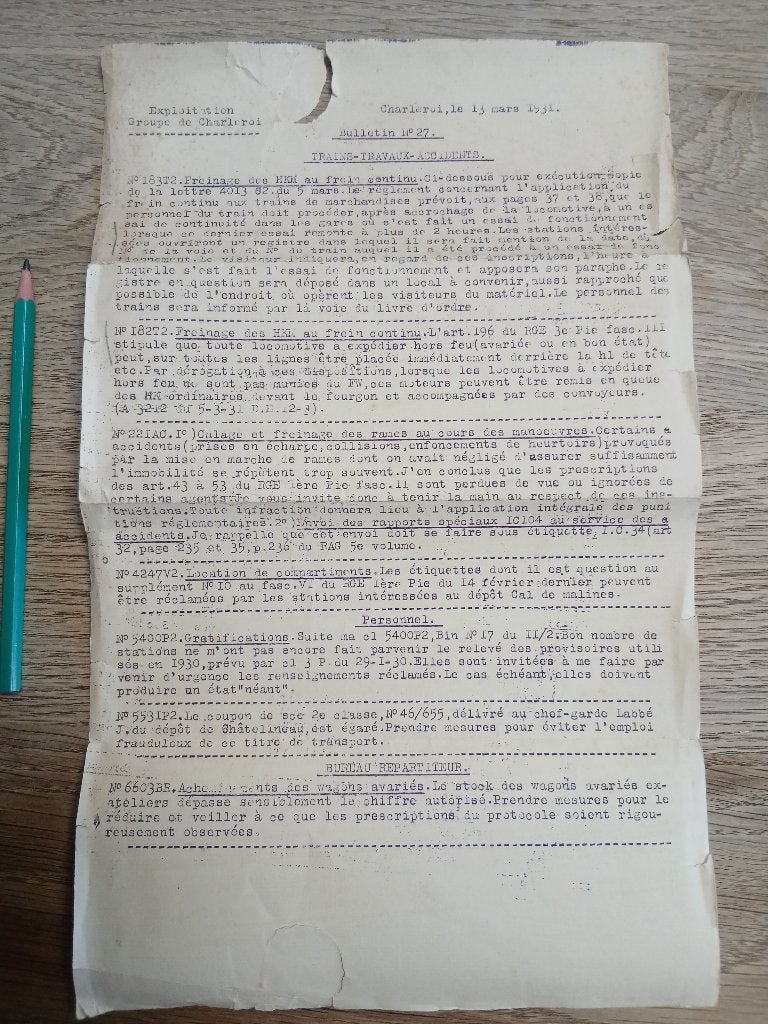 Bulletin van 13 maart 1931 spoorweg, Verzenden, Gebruikt, Trein, Boek of Tijdschrift