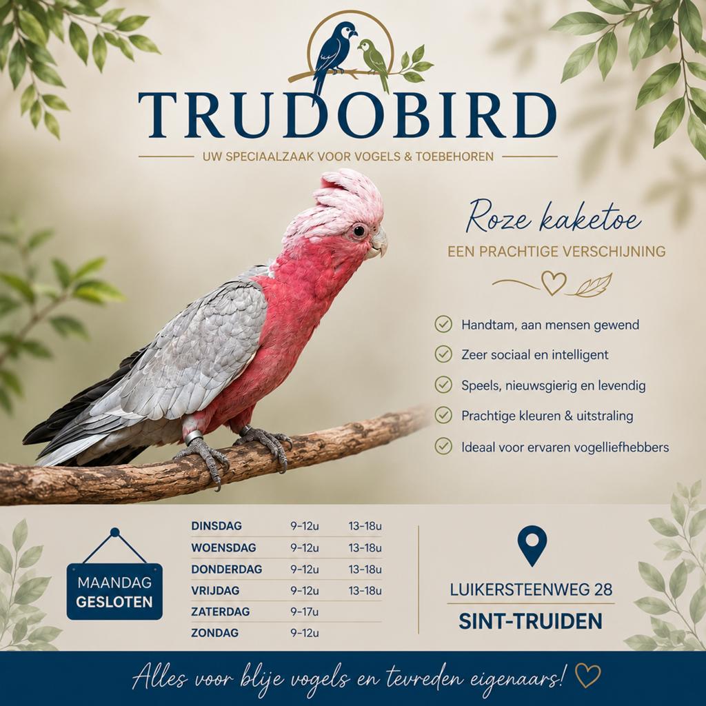 Roze kaketoe, Dieren en Toebehoren, Vrouwelijk, Papegaai, Pratend