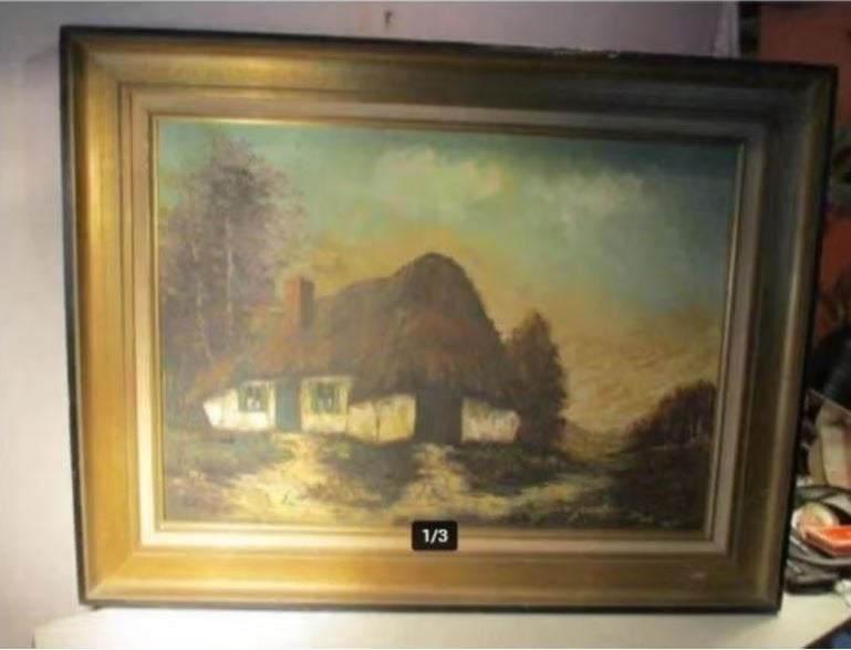 Belle œuvre peinte ancienne « Old Farm » - Nora Verheyden, Antiquités & Art, Enlèvement ou Envoi, Peinture à l'huile, Paysage