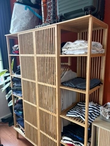 Bamboe kleerkast met schuifdeuren, Huis en Inrichting, Kasten | Kleerkasten, Ophalen, Met deur(en), 100 tot 150 cm, Bamboe