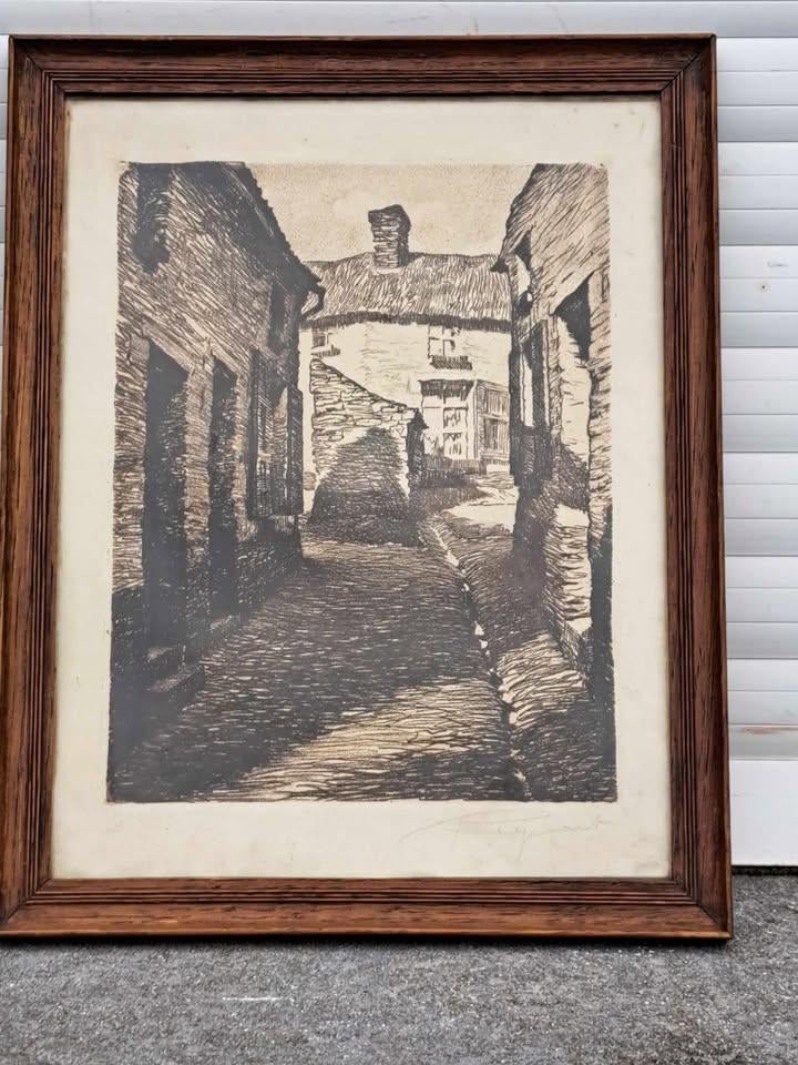 gravure signe victor regnart, Antiquités & Art, Enlèvement ou Envoi, Gravure