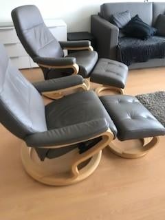 Lederen relaxzetels, Huis en Inrichting, Ophalen, 100 tot 125 cm, Klassiek, Zo goed als nieuw