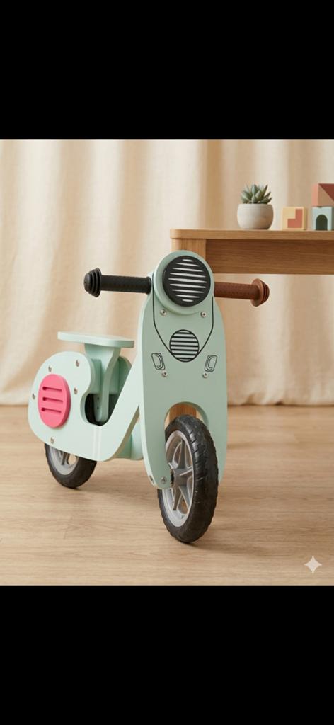 Houten Loopfiets / Balansfiets (Retro Scooter Mintgroen), Enlèvement, Comme neuf, Vélo d'équilibre