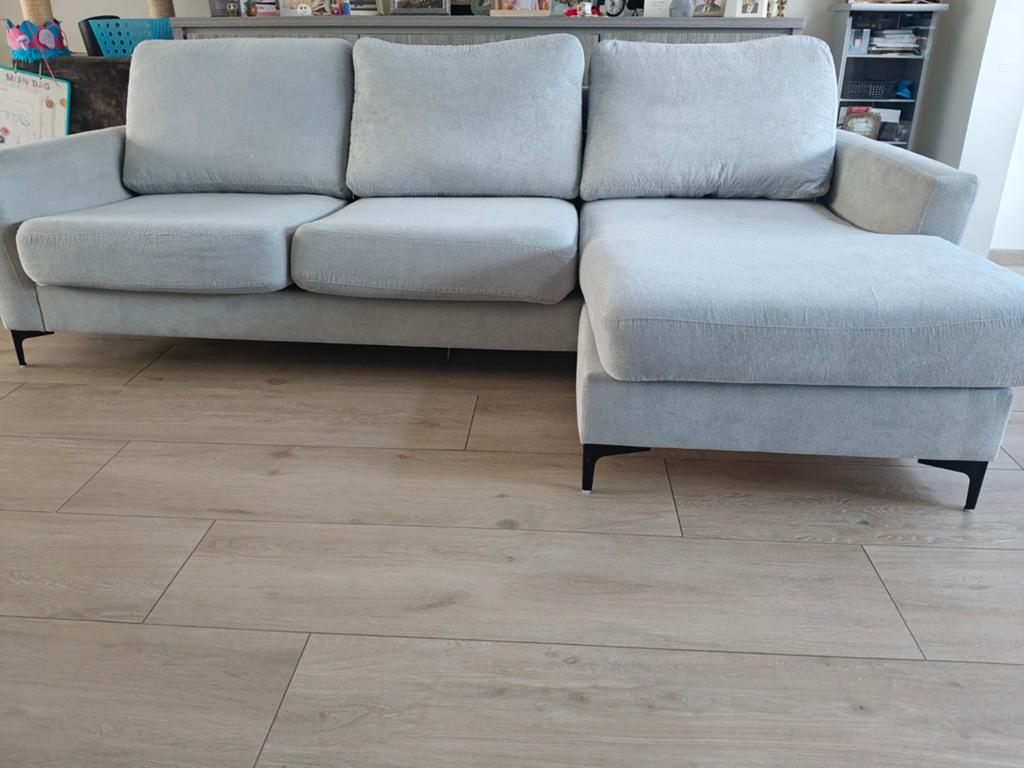 Grijze hoekzetel 250x150, Huis en Inrichting, Ophalen, Gebruikt, Stof