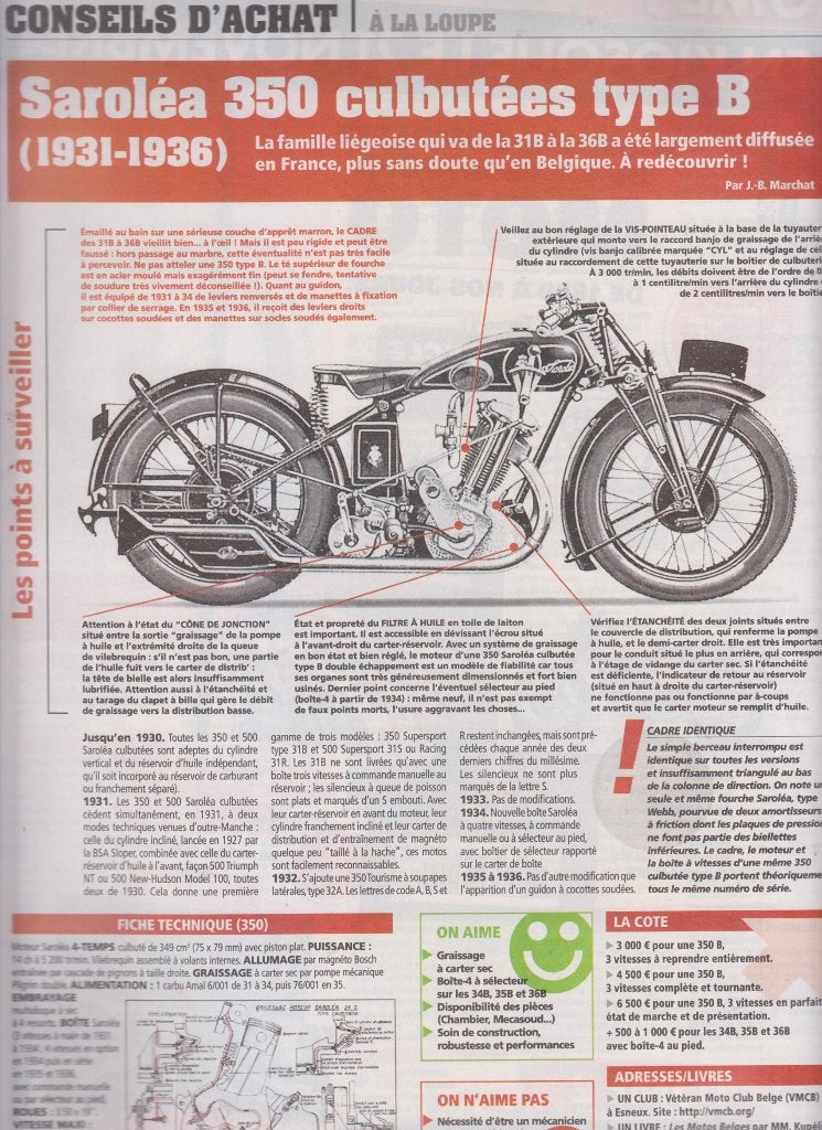 Moto Saroléa 350 Culbutée type B collection, Envoi, Utilisé