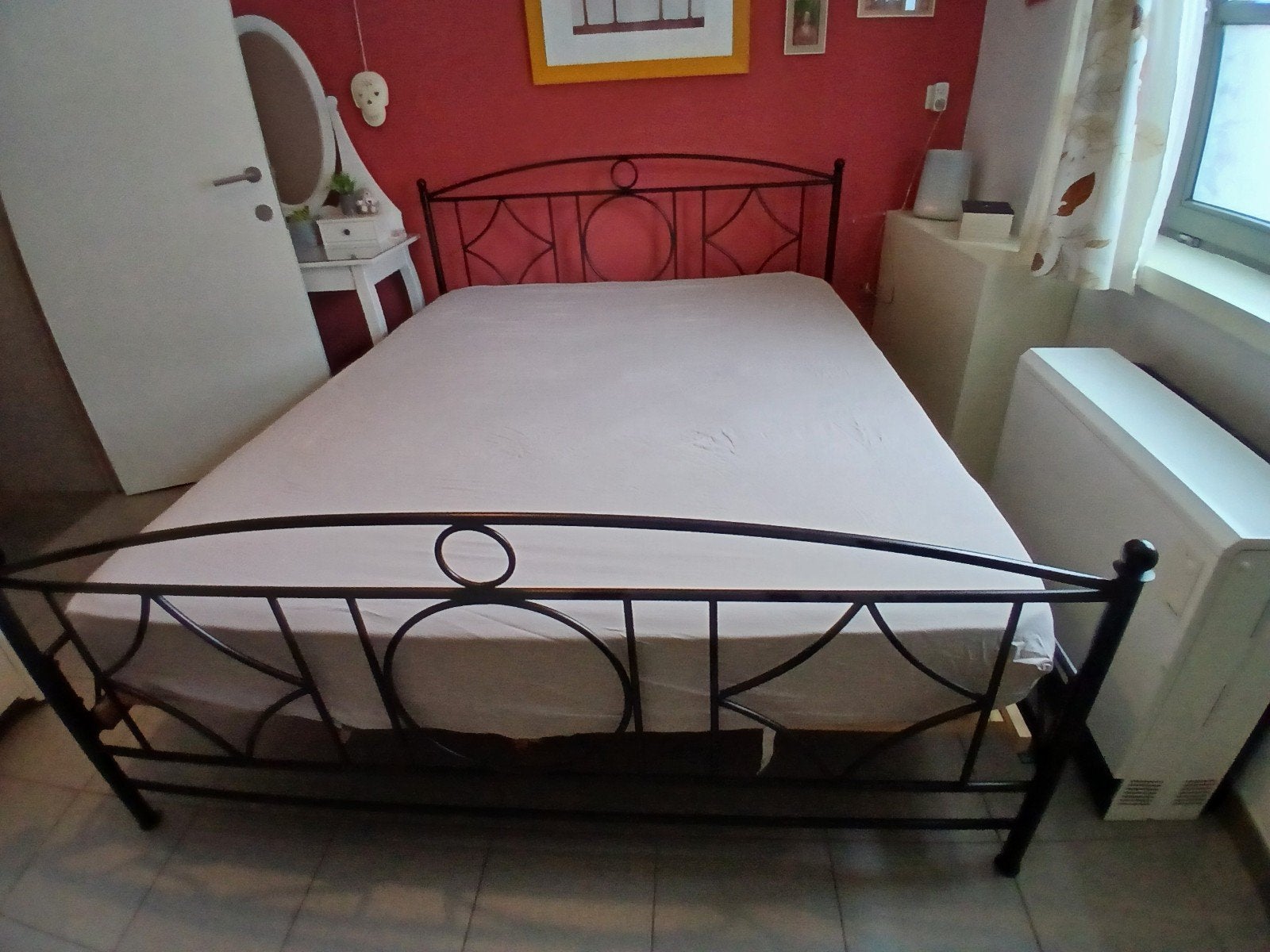 Lit 2 personnes, Zwart, Metaal, 210 cm, 160 cm