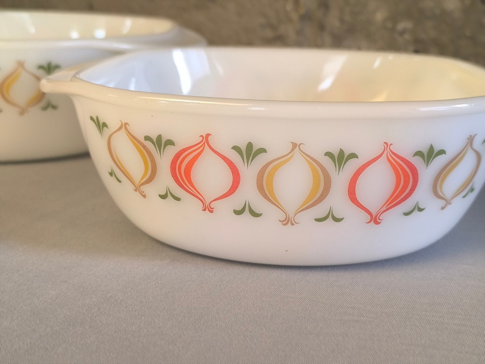 Set van 2 Vintage Jenaer Glas Schalen – Zwiebel Decor (70s), Ophalen of Verzenden