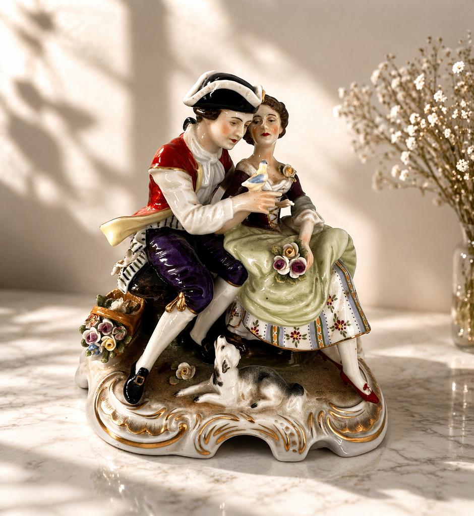 Porcelaine décorative romantique – couple style ancien, Enlèvement