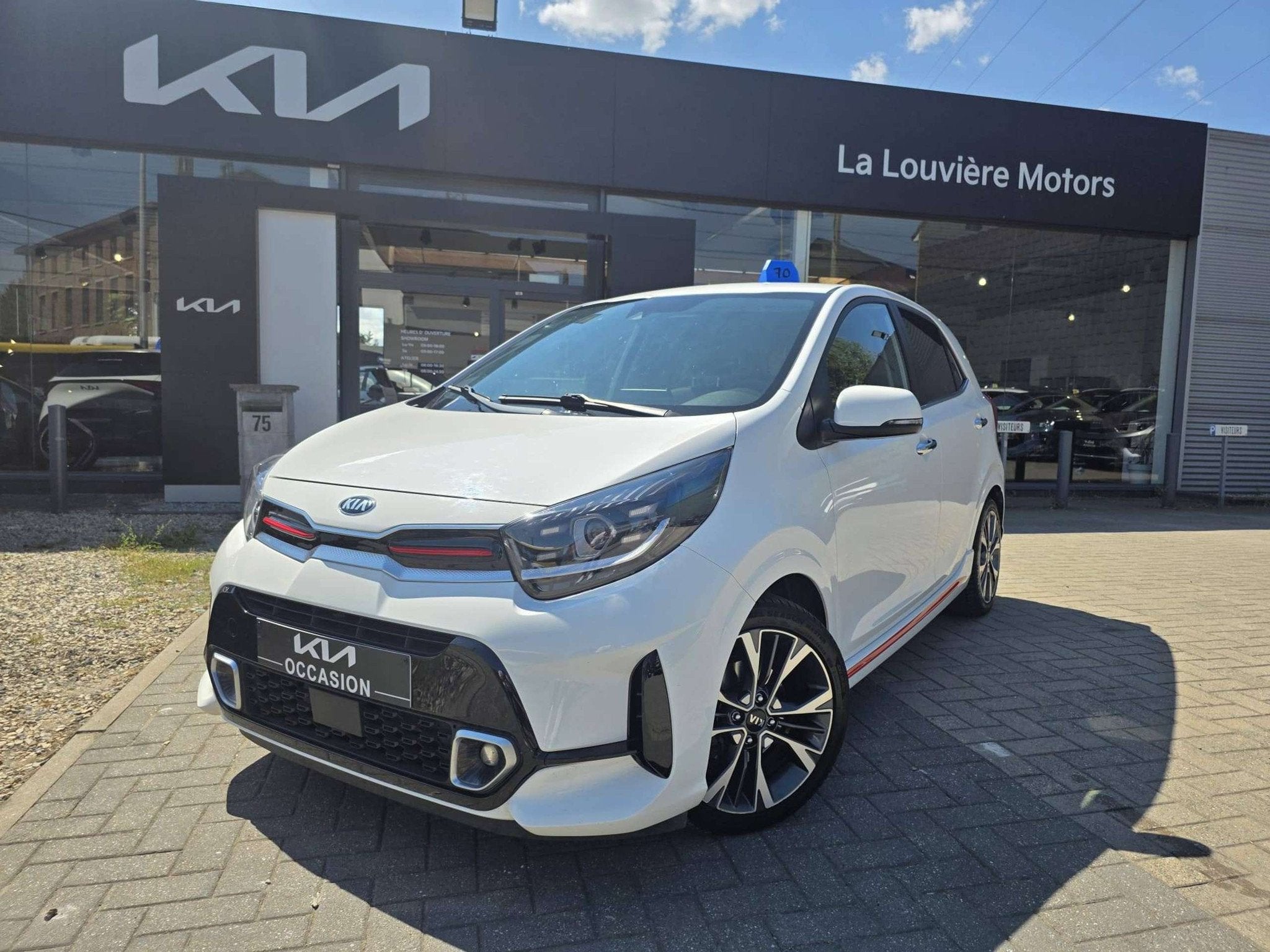 Kia Picanto Picanto 1.0i GT Line * CLIM * NAVI * CUIR * CAME, Auto's, Voorwielaandrijving, 4 zetels, Wit, Leder