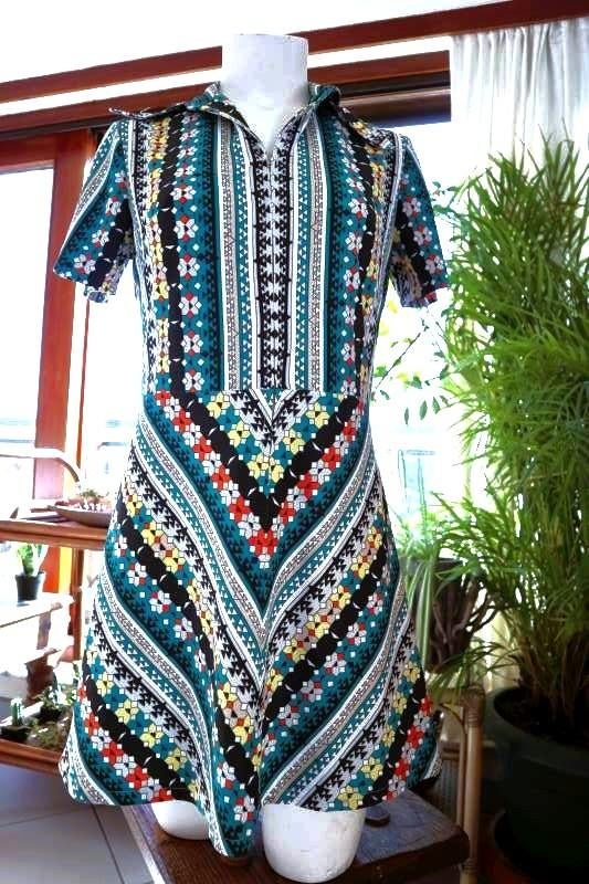 vintage kleurrijk bijzondere jurk, Maat 38/40 (M), Overige kleuren, Vintage Dressing, Ophalen of Verzenden