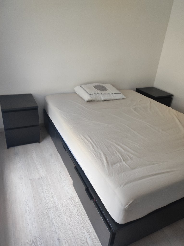 Bed, Maison & Meubles, Chambre à coucher | Lits, Tissu, Enlèvement, Utilisé, 180 cm