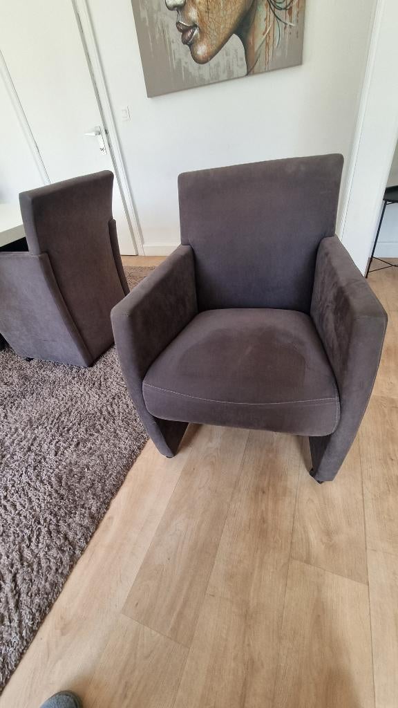 6 stevige eetkamerstoelen / fauteuils met wieltjes, Moins de 75 cm, Enlèvement, Utilisé, 50 à 75 cm